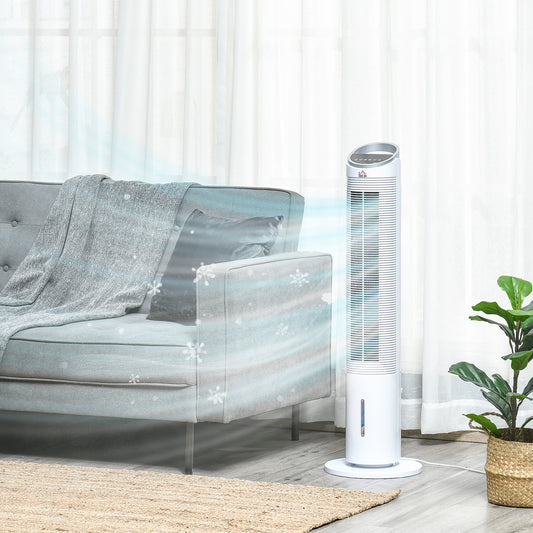 40" Portable Oscillating Air Cooler Fan For Home Office, 3-In-1 Standing Ice Floor Fan With Humidifier, 3 Modes, 3 Speeds, 8H Timer, Remote, LED Display, White